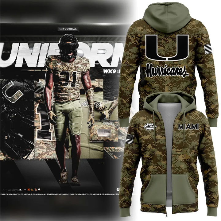 Miami Hurricanes Military Appreciation Zip Hoodie V2
