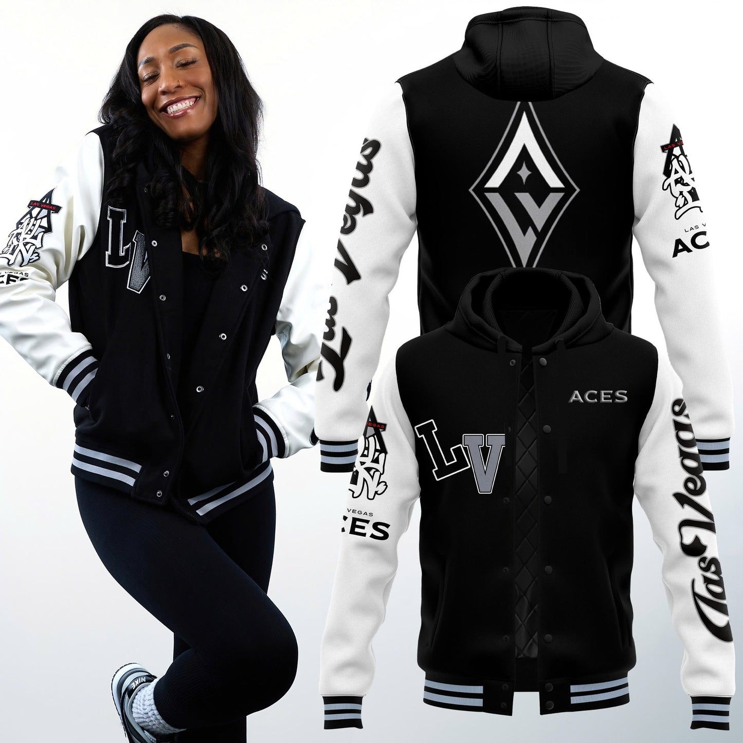 Las Vegas Aces Hooded Letterman Jacket