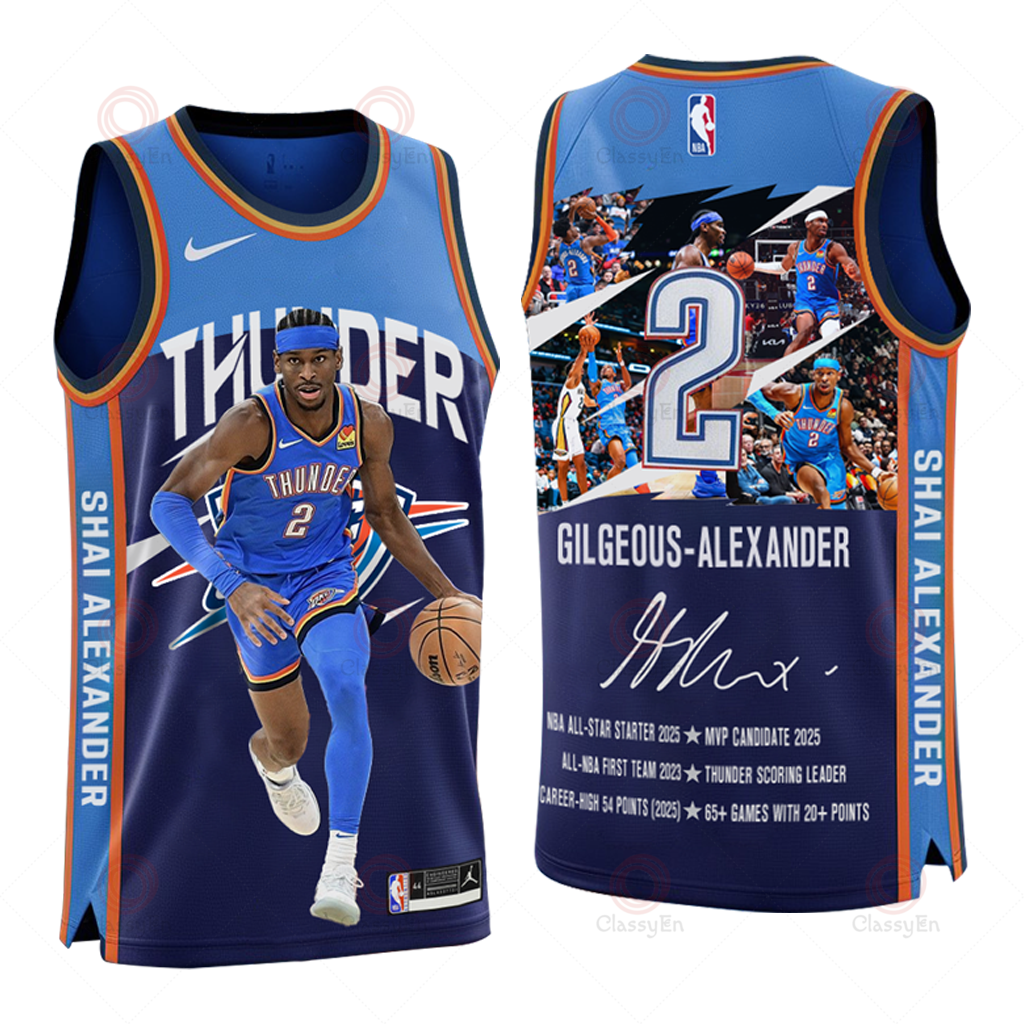 Shai Gilgeous-Alexander #2 Oklahoma City Thunder Basketball 3D Basketball Jersey