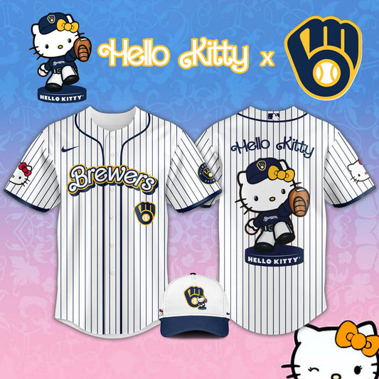 ,      Milwaukee Brewers MLB x Hello Kitty Night Jersey Editions Limited