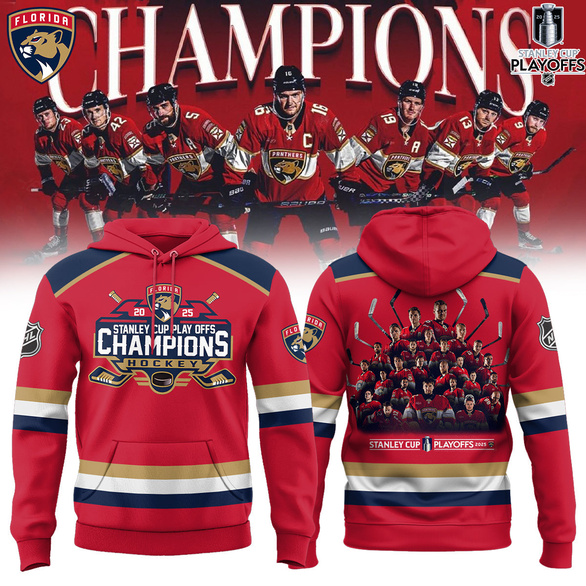 Florida Panthers Back To Back Champions Stanley Cup hoodie 2025