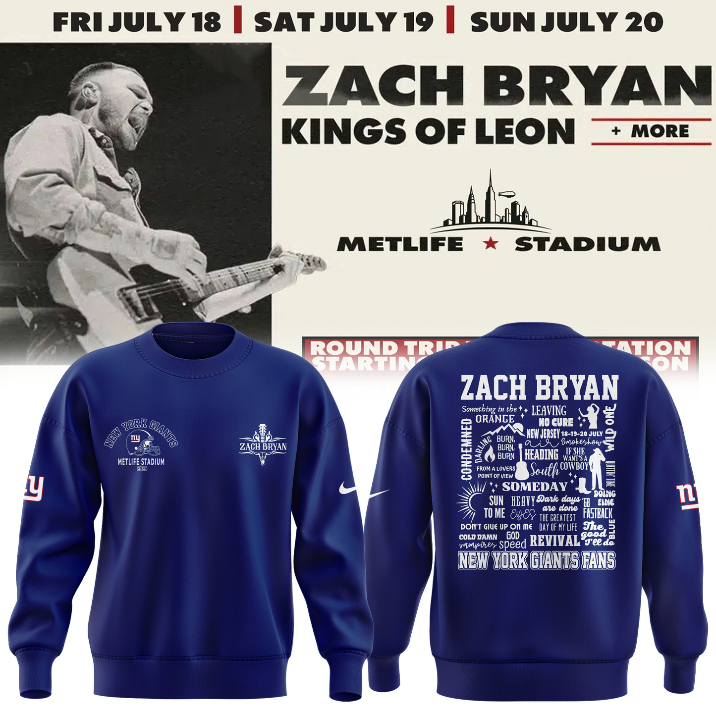 Exclusive Versio Zach Bryan x New York Giants Sweat 2025
