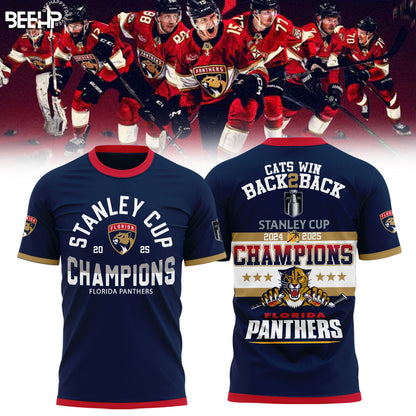 Florida Panthers Back To Back Champions Stanley Cup 2025 T-Shirt