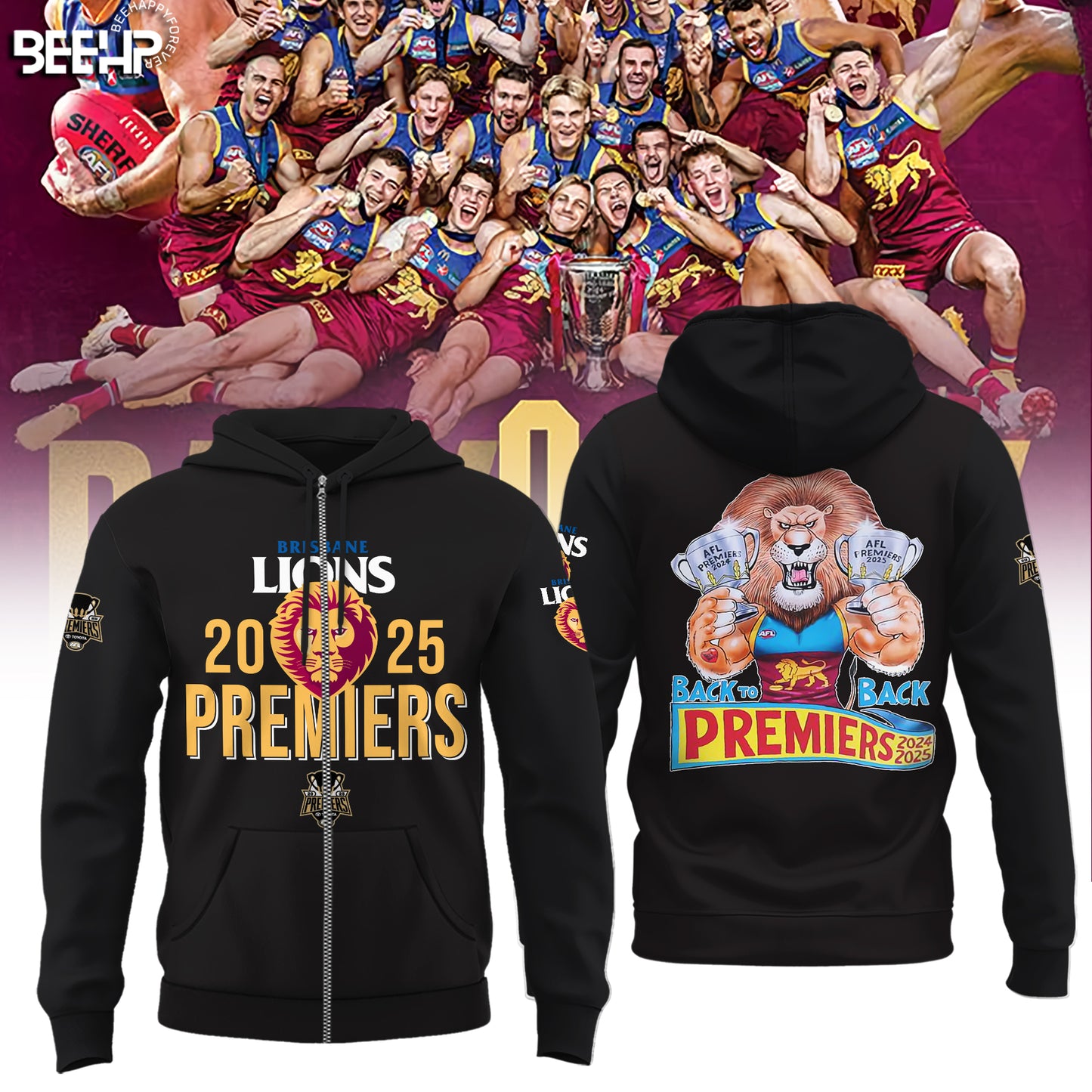 Brisbane Lions 2025 Premiers Limited Edition Zip Hoodie v2