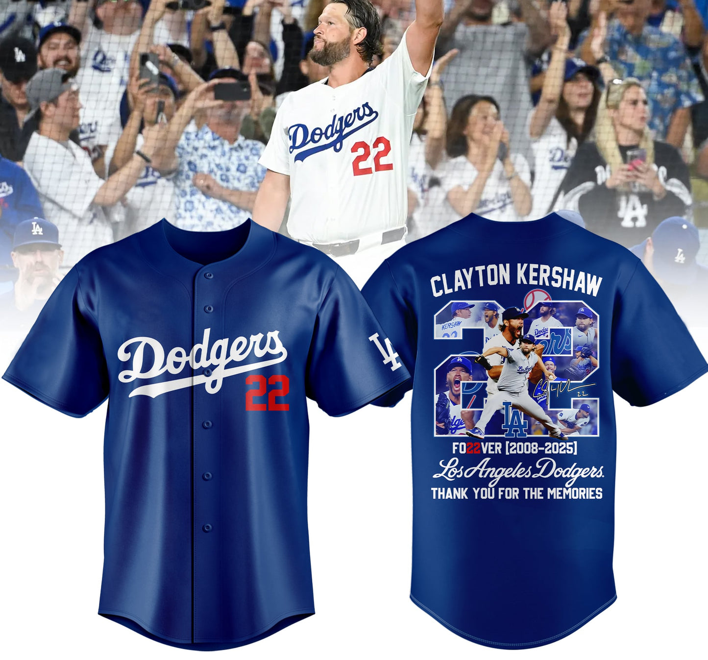 Limited Edition Jersey-Los Angeles Dodgers Thank You Clayton Kershaw-3D Baseball Jersey v1
