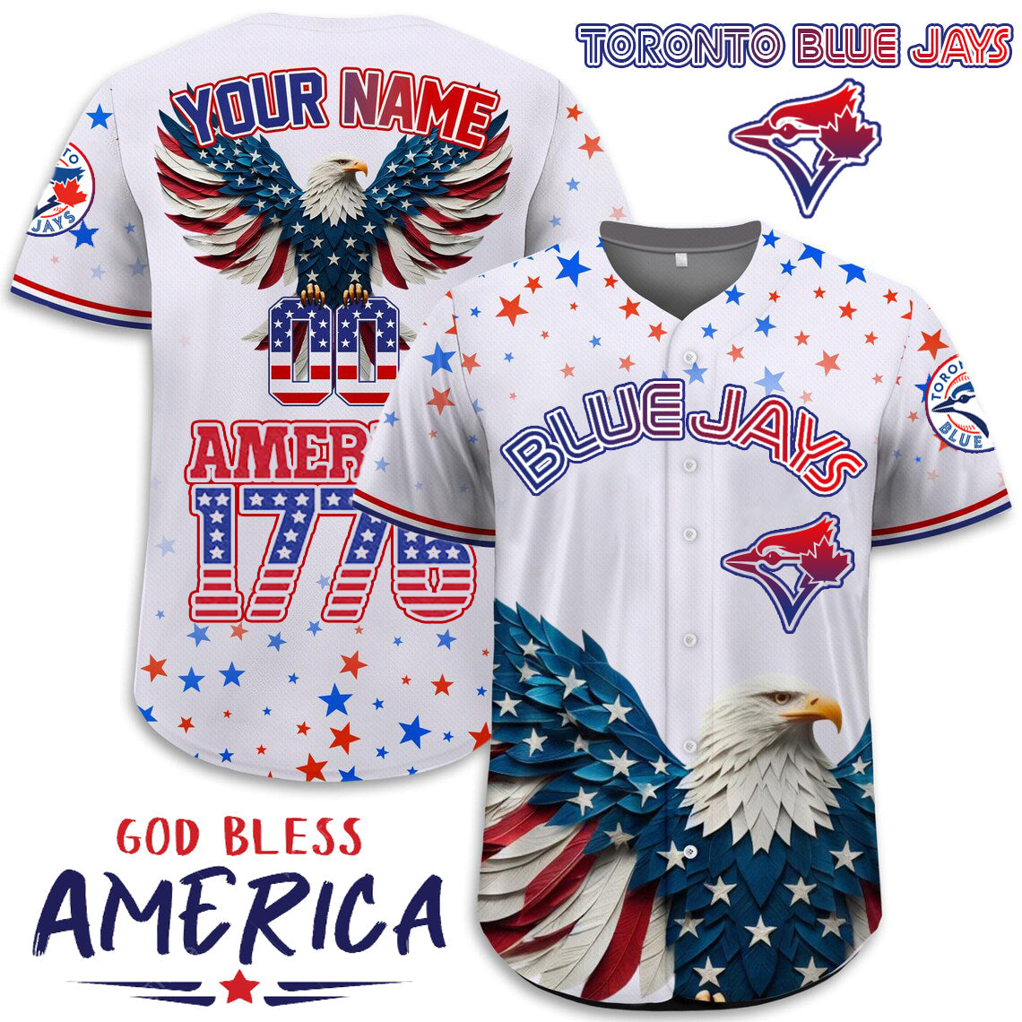 Toronto Blue Jays x Happy Independence Day Jersey Limited 2025-3D Baseball Jersey