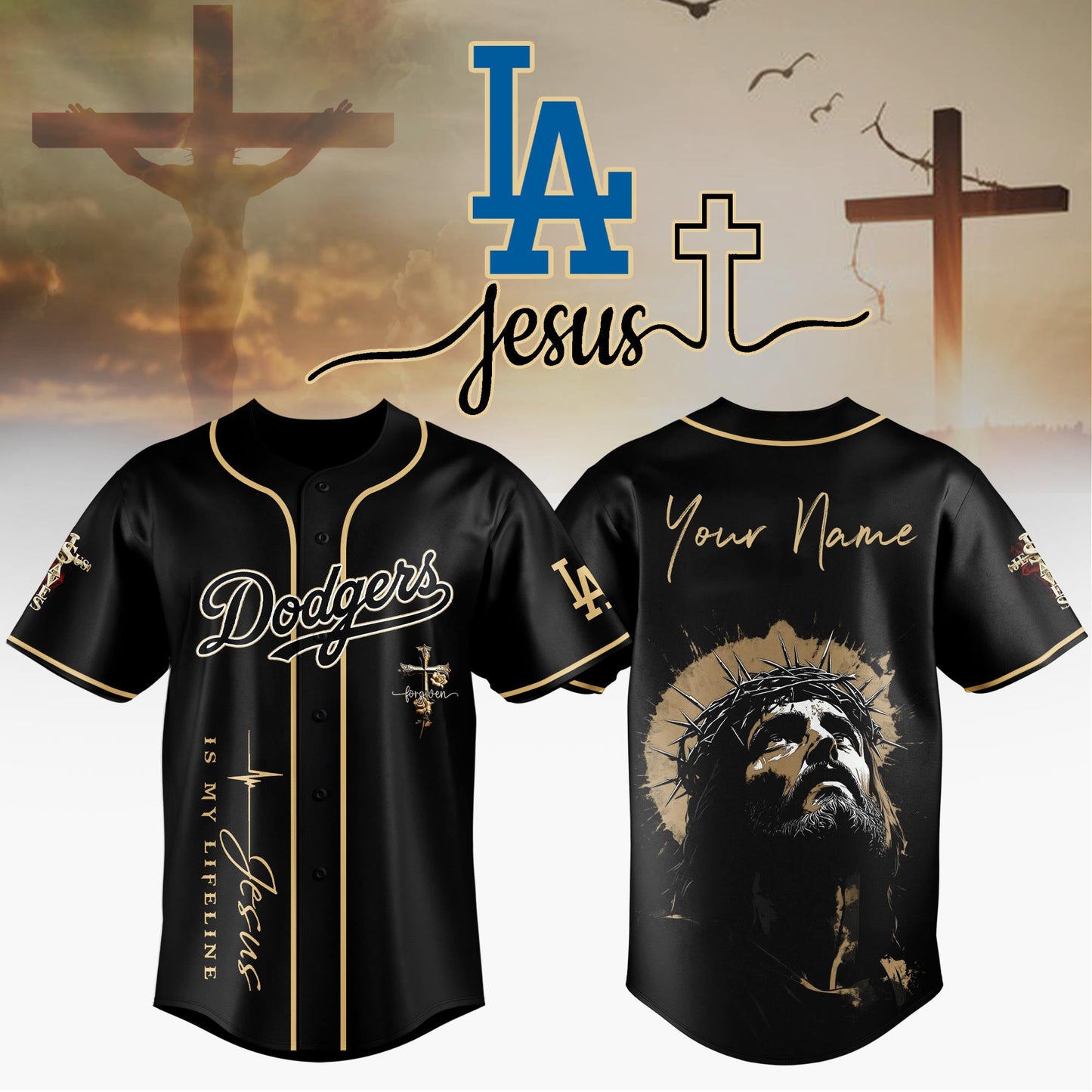 Special Edition 2025 Jesus x Los Angeles Dodgers-3D Baseball Jersey