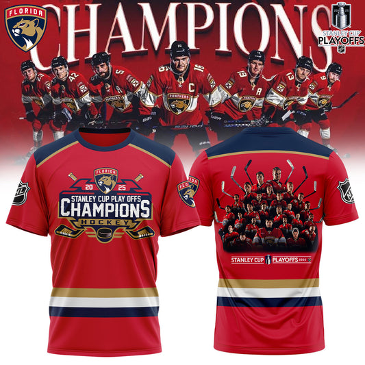 Florida Panthers Back To Back Champions Stanley Cup T-Shirt 2025