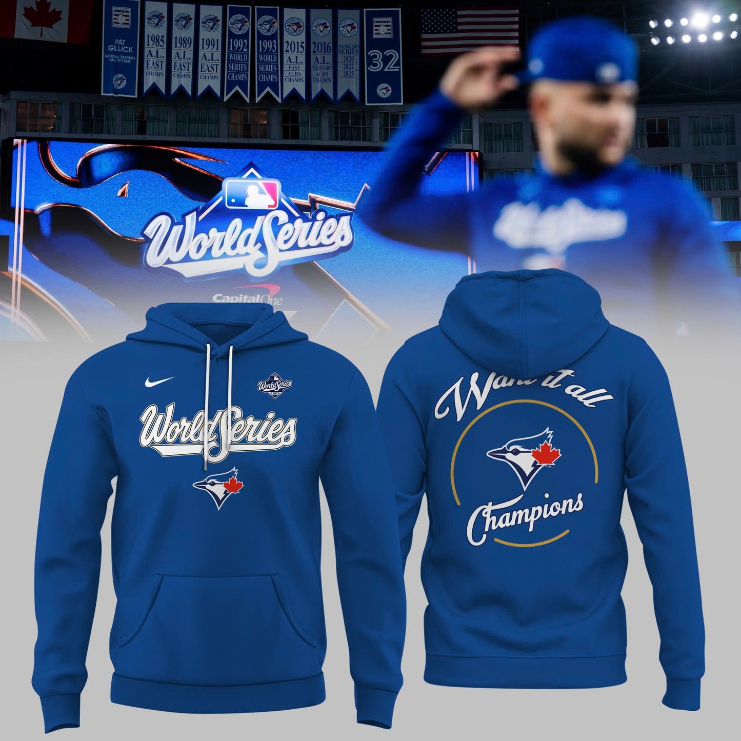 Toronto Blue Jays Royal 2025 World Series Collection Therma Fleece Hoodie v3