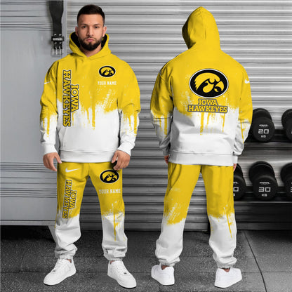 Iowa Hawkeyes Hoodie Sweatpants Set,Custom Hoodie,Sport Hoodie Sweatpants Set,Sport Gifts FOR Fan MW91