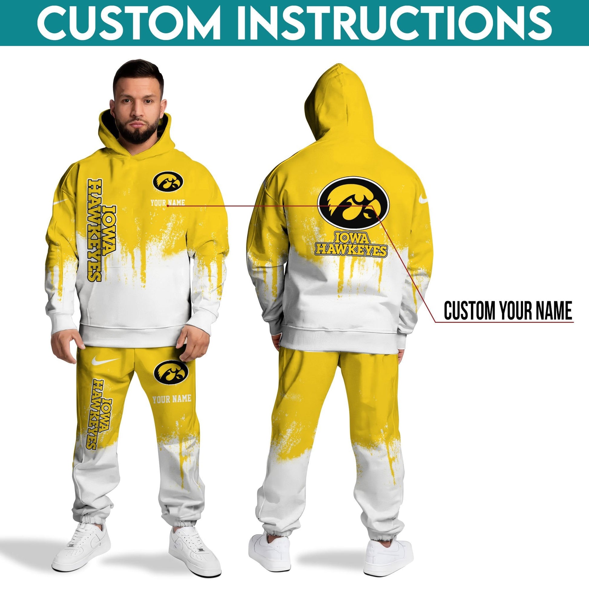 Iowa Hawkeyes Hoodie Sweatpants Set,Custom Hoodie,Sport Hoodie Sweatpants Set,Sport Gifts FOR Fan MW91