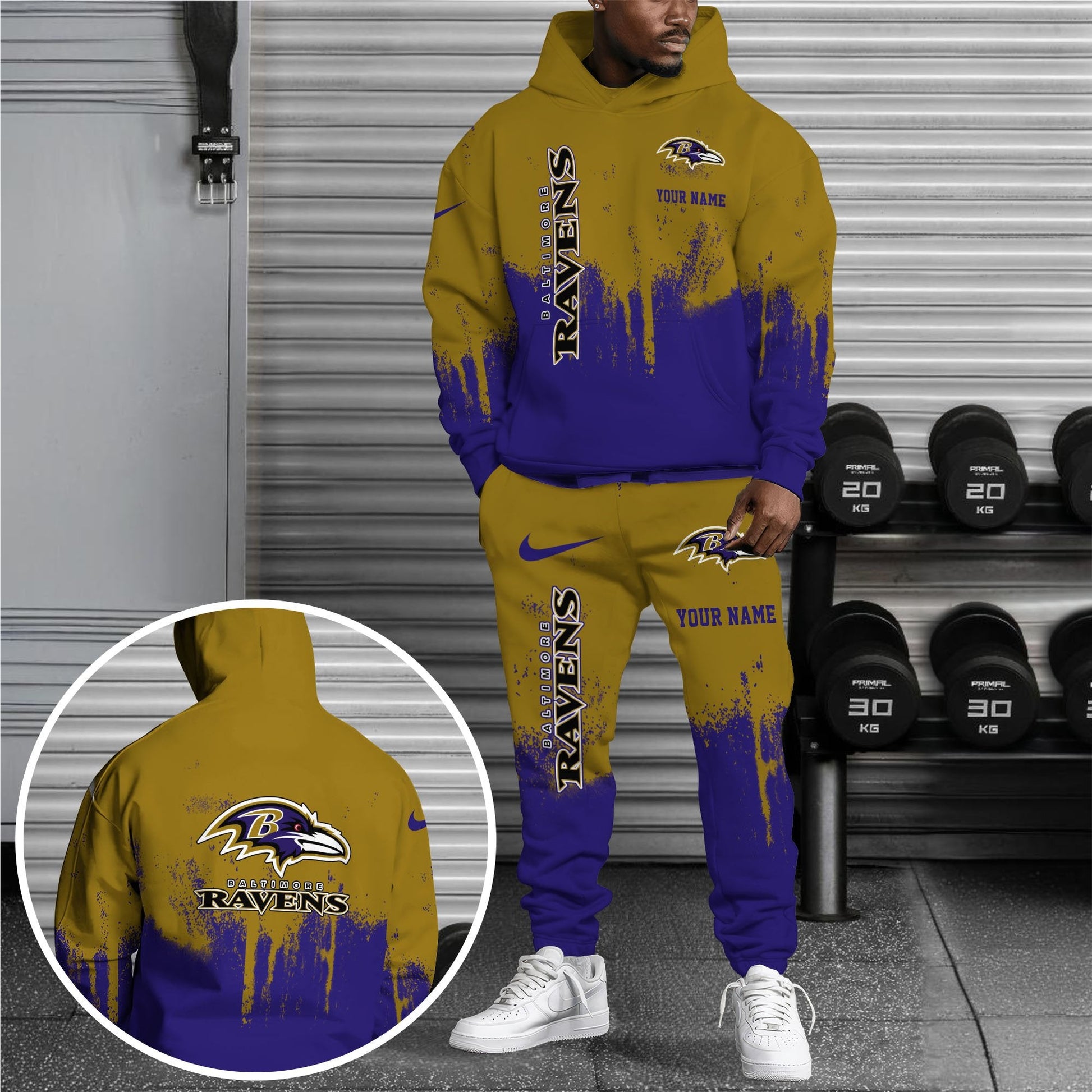 Baltimore Ravens Hoodie Sweatpants Set,Custom Hoodie,Sport Hoodie Sweatpants Set,Sport Gifts FOR Fan TY40