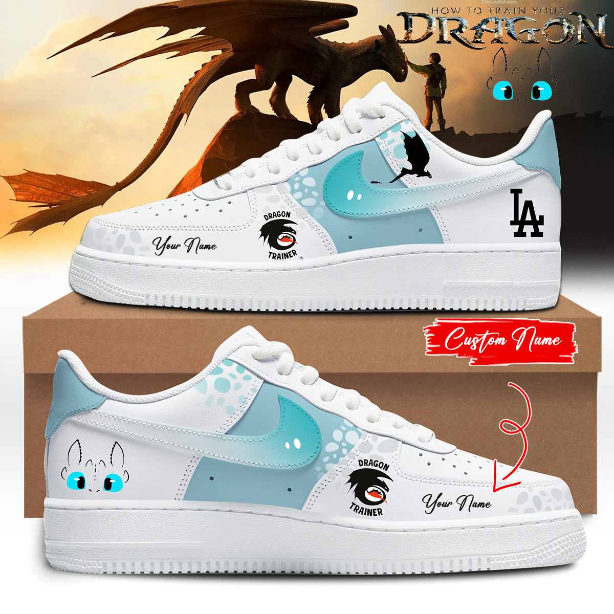 __,,.Los Angeles Dodgers AF1 Low Top Sneaker _ How to Train Your Dragon Limited Shoes white 2025
