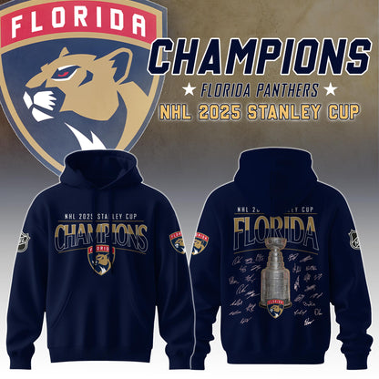 Florida Panthers Champion Hoodie Signature Stanley Cup Final 2025