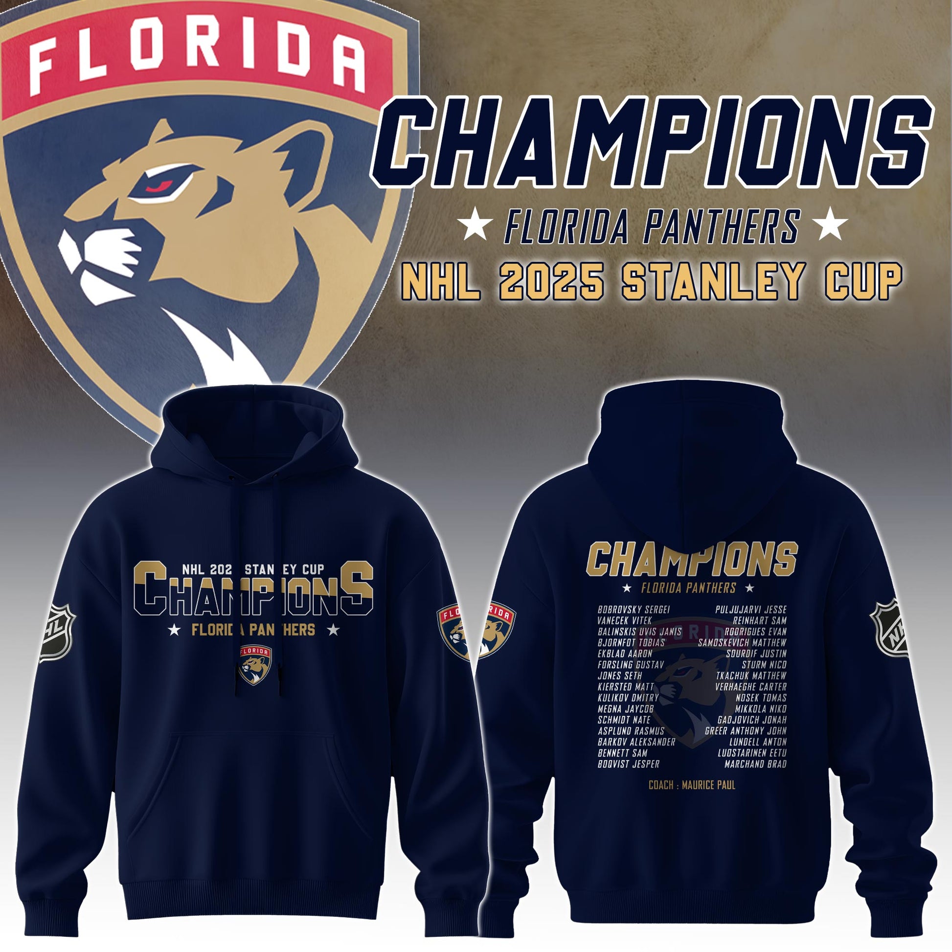 Florida Panthers Hoodie Champions Stanley Cup Final 2025
