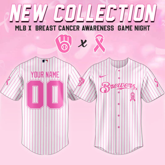 Milwaukee Brewers x  Breast Cancer Awareness Game Night Jersey Editons Limited