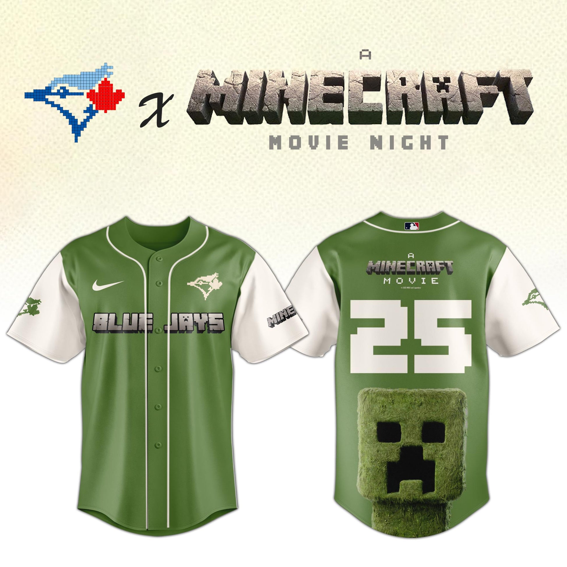 ,    Toronto Blue Jays MLB x A MINECRAFT MOVIE Night Jersey Editions Limited