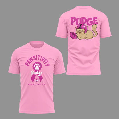 Limited Edition Pudge the Cat Breast Cancer Awareness T-Shirt-LL2510131024