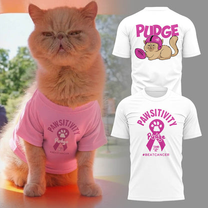 Limited Edition Pudge the Cat Breast Cancer Awareness T-Shirt-LL2510131025