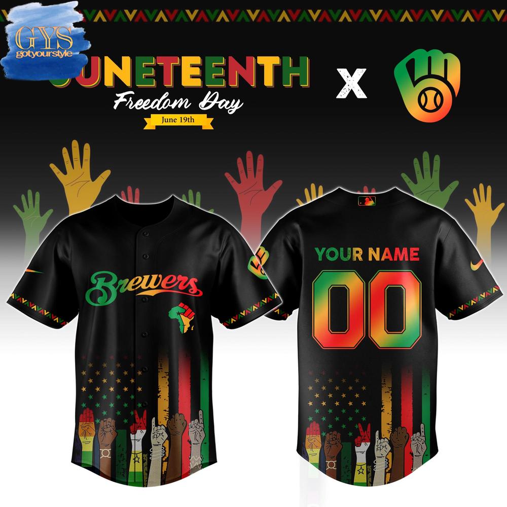 Milwaukee Brewers MLB x Juneteenth Freedom Day Baseball Jersey - Gotyourstyle