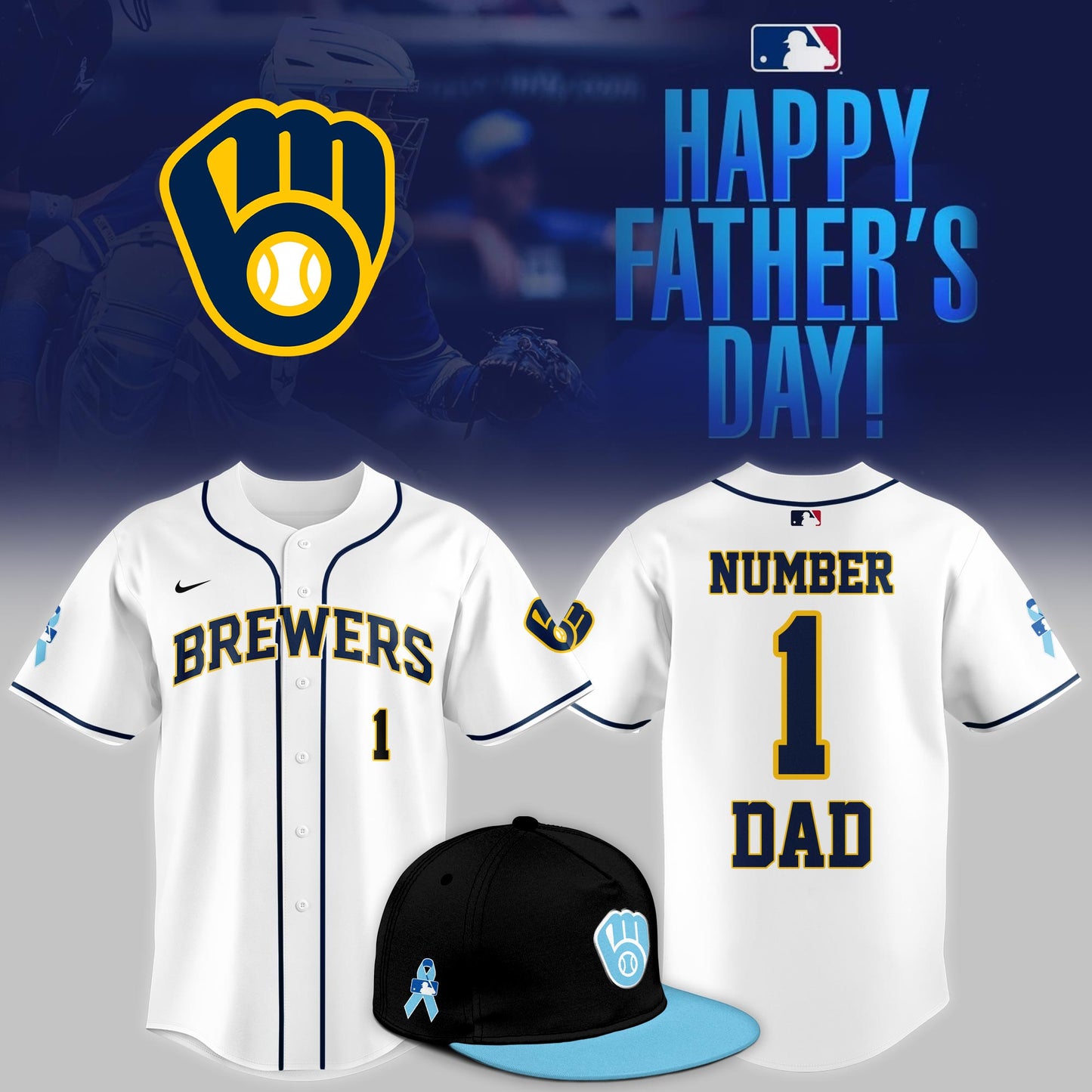 Milwaukee Brewers 2025 Fathers Day Number One Dad Limited Jersey