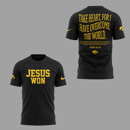 Limited Edition Hawkeye Football x JESUS WON 2025 Shirt
