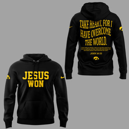 Limited Edition Hawkeye Football x JESUS WON 2025 Hoodie