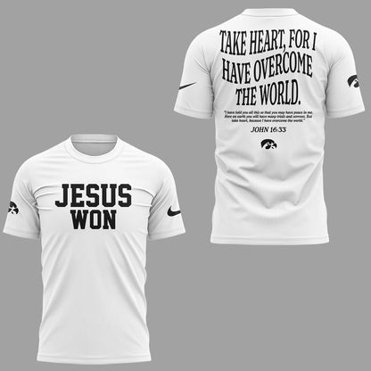 Limited Edition Hawkeye Football x JESUS WON 2025 Shirt
