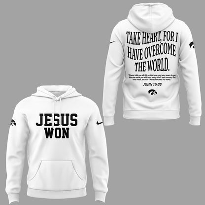 Limited Edition Hawkeye Football x JESUS WON 2025 Hoodie