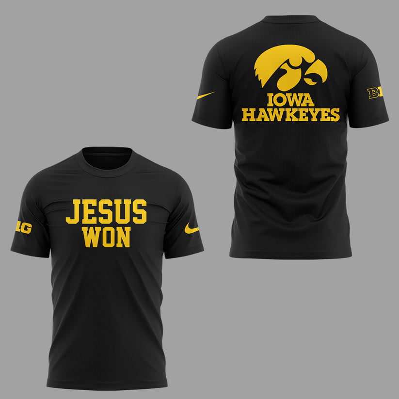 Limited Edition Hawkeye Football x JESUS WON 2025 Shirt