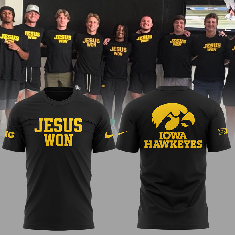 Limited Edition Hawkeye Football x JESUS WON 2025 Shirt