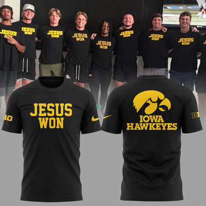 Limited Edition Hawkeye Football x JESUS WON 2025 Shirt