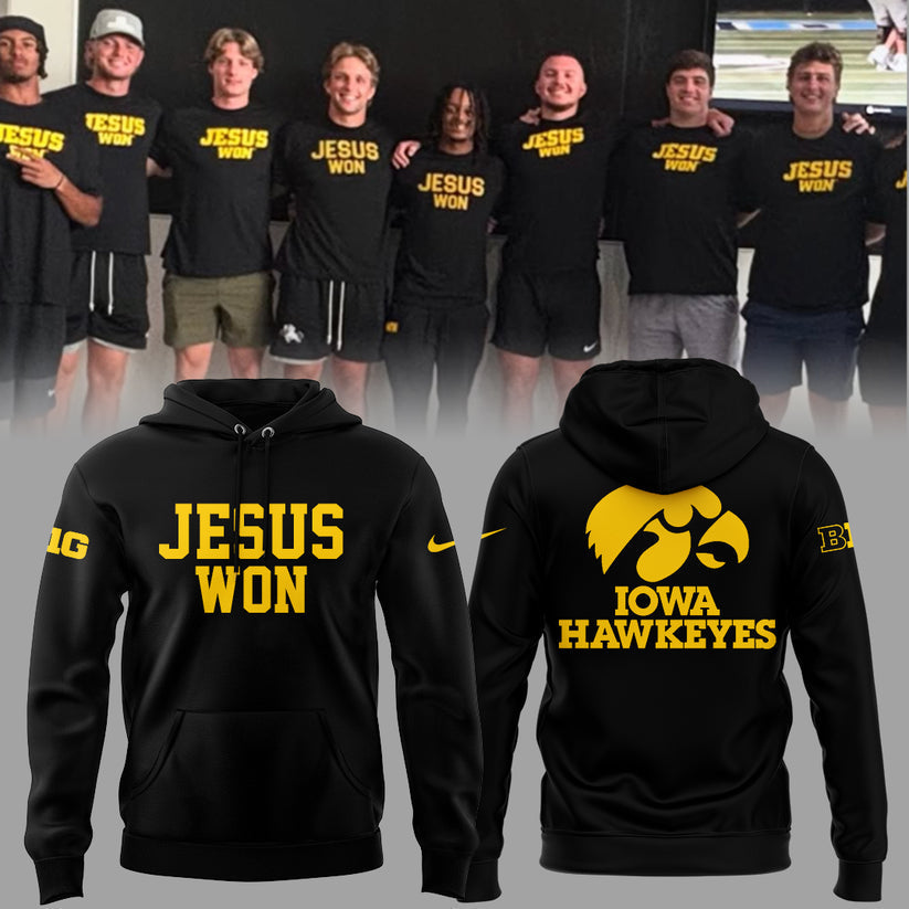 Limited Edition Hawkeye Football x JESUS WON 2025 Hoodie