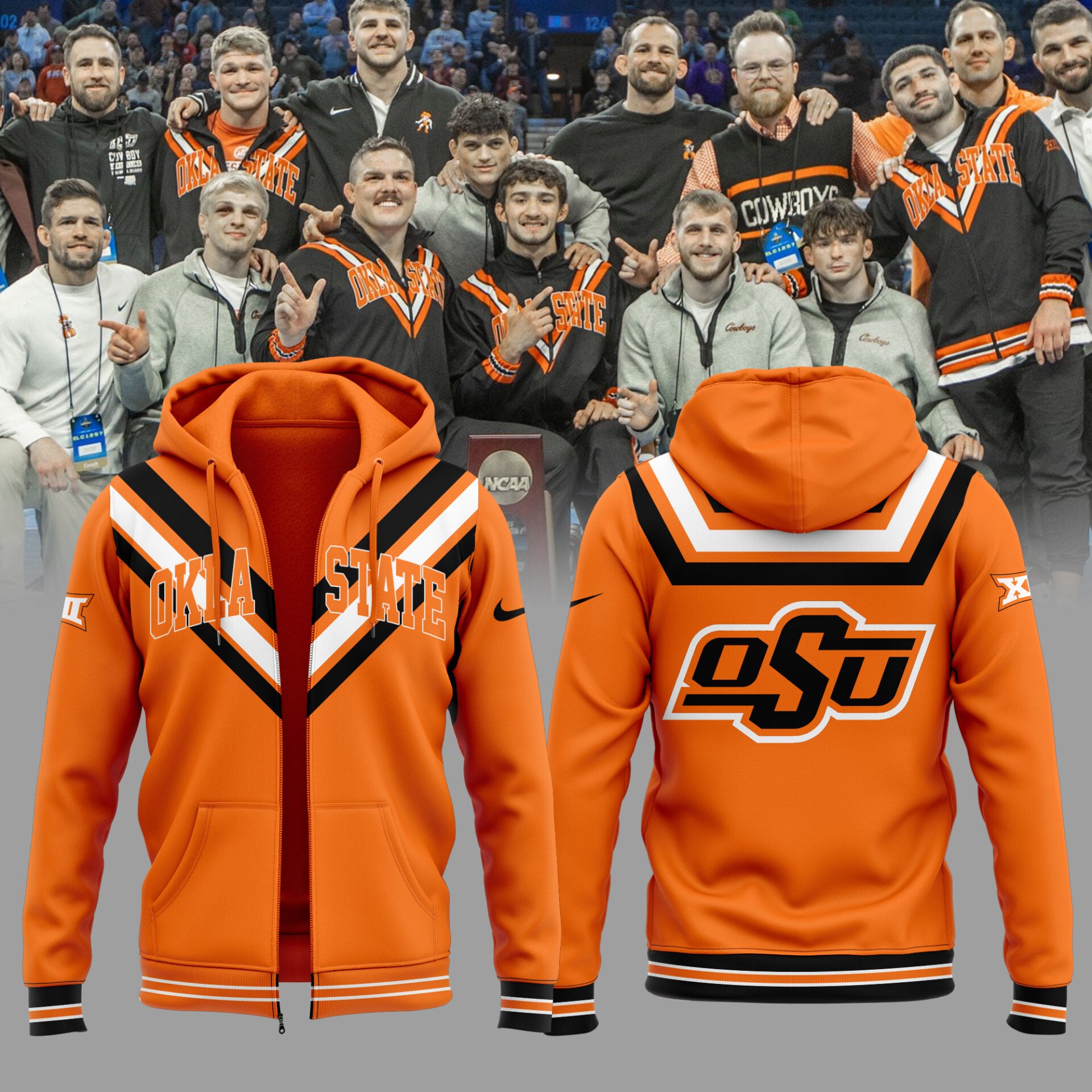 Limited Edition OSU Cowboy Wrestling Orange Zip Hoodie-ND03262510