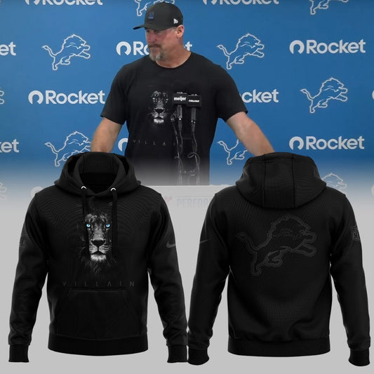 Limited Edition Detroit Lions VILLAIN Black Pro Hoodie