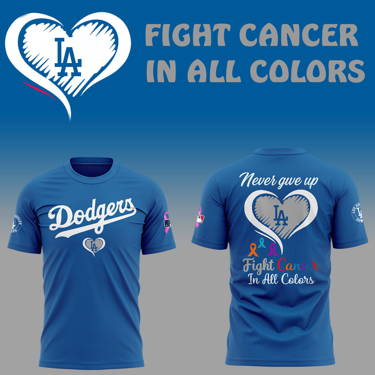 Limited Edition Dodgers Baseball Fight Cancer Night TShirt-ND09122545