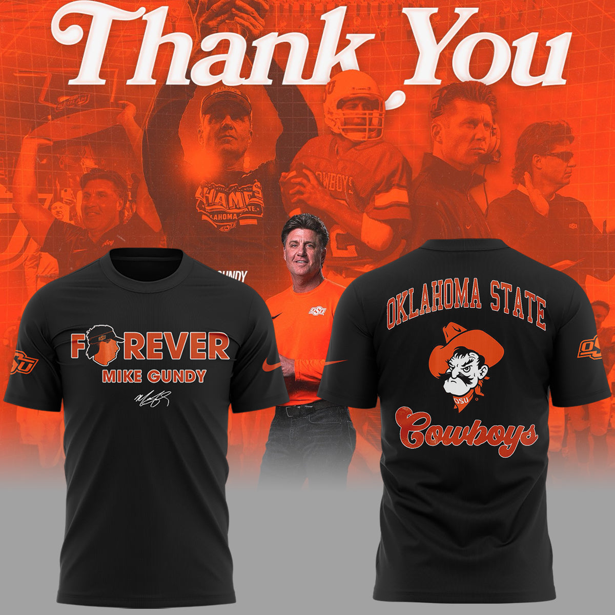 Limited Edition OSU FB Thank You For The Memories, Coach Mike Gundy T-Shirt-ND09242510