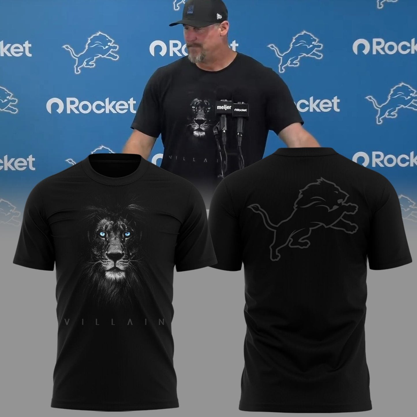 Limited Edition Detroit Lions VILLAIN Black T-Shirt