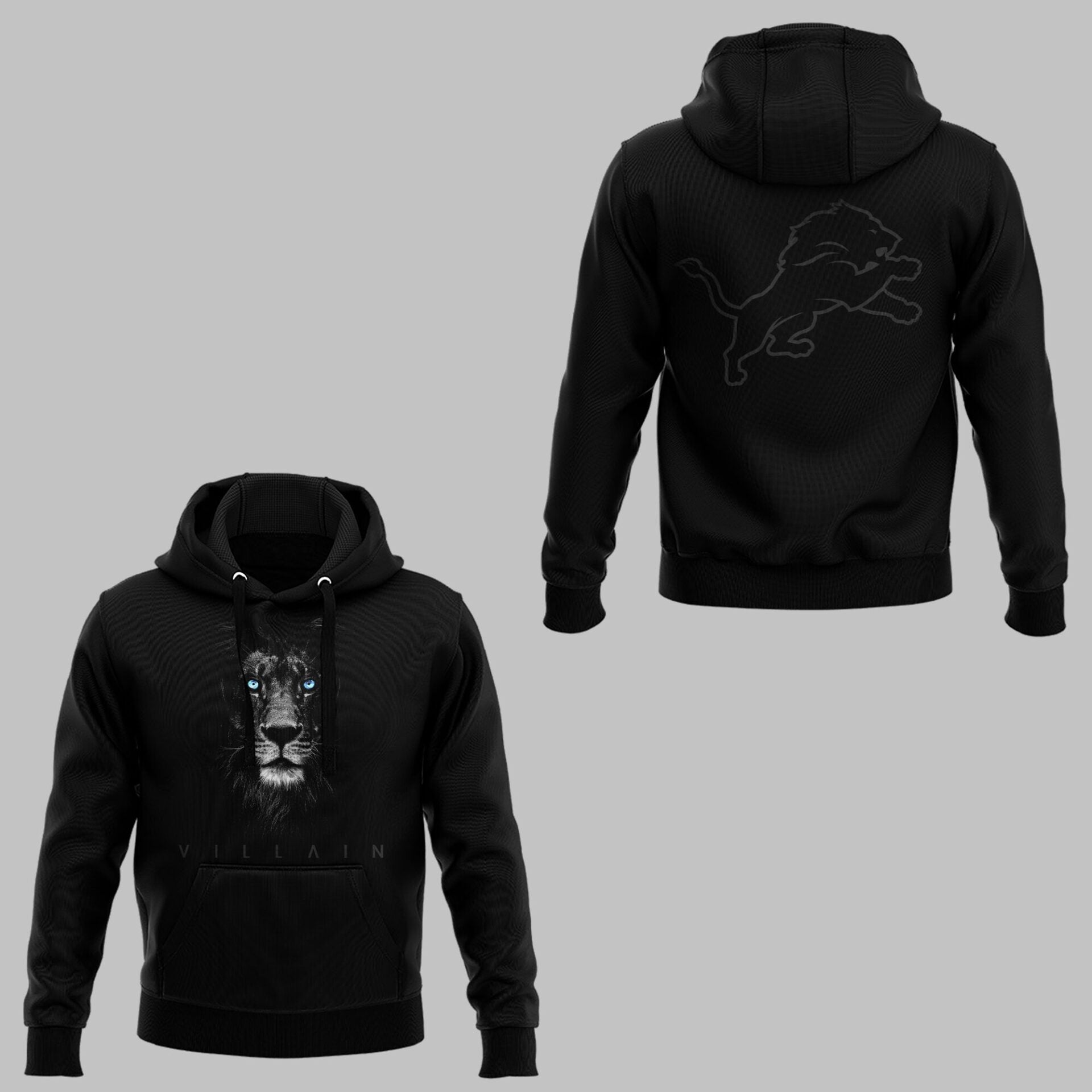 Limited Edition Detroit Lions VILLAIN Black Pro Hoodie