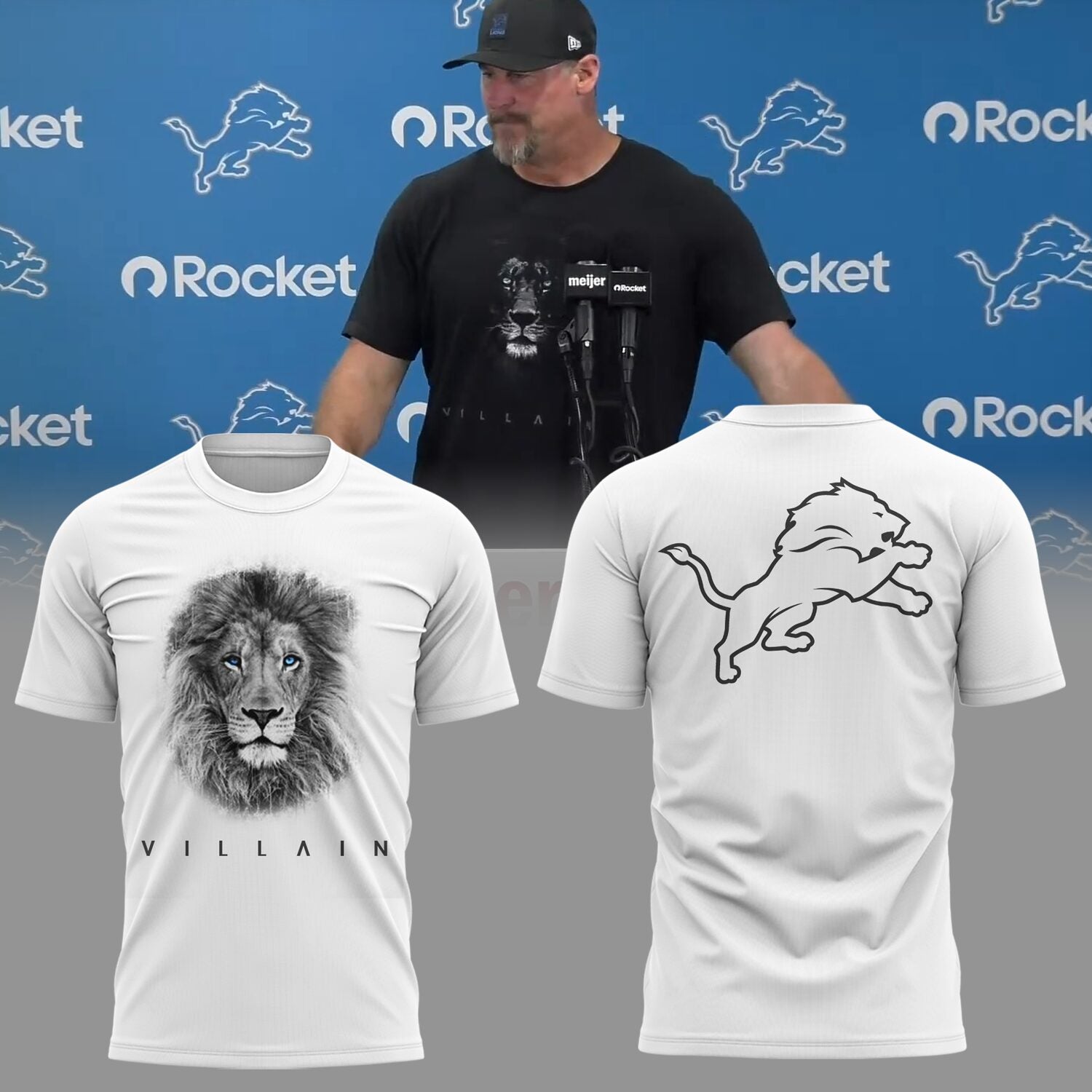 Limited Edition Detroit Lions VILLAIN White T-Shirt