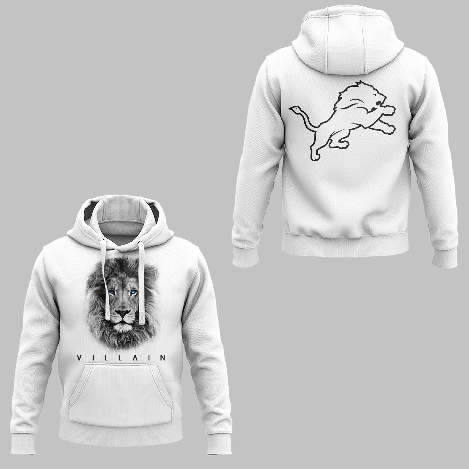 Limited Edition Detroit Lions VILLAIN White Hoodie