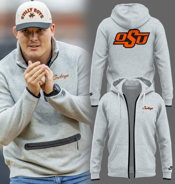 Limited Edition OSU Cowboy Gray Zip Hoodie-PA04052508