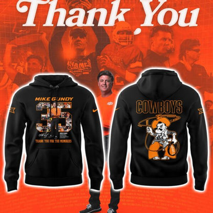 Limited Edition OSU FB Thank You For The Memories, Coach Mike Gundy Hoodie-PA092425018