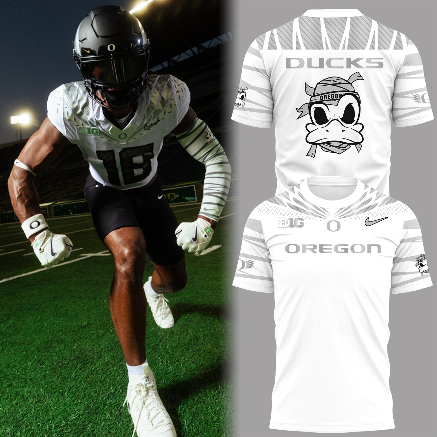 Limited Edition Ducks Football “The Duck” White TShirt-PA092525006