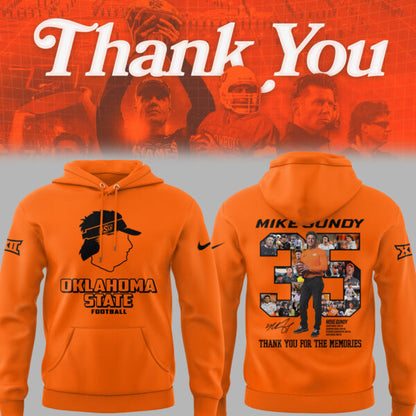 Limited Edition OSU FB Thank You For The Memories, Coach Mike Gundy Hoodie-PU25092442