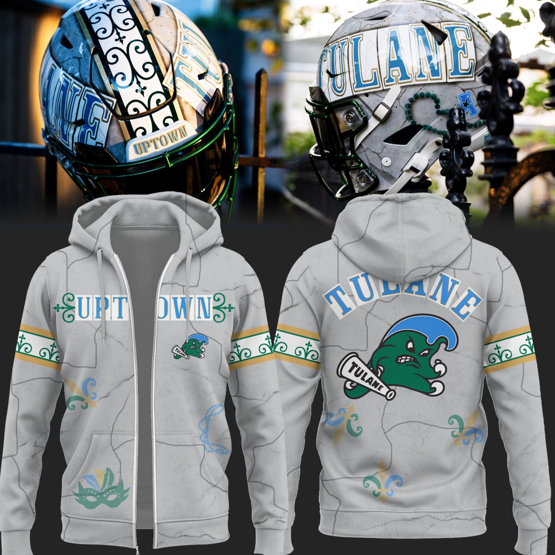 Limited Edition Tulane Football City Edition #UptownFootball Zip Hoodie-PU25102220