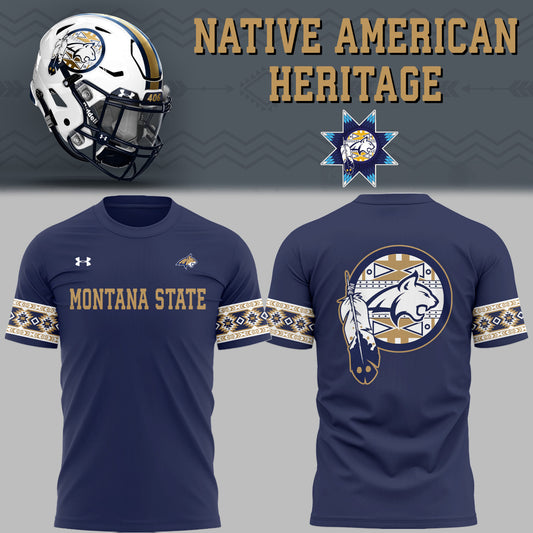 Limited Edition Montana State Football Native American Heritage Month Navy TShirt-PU25102301