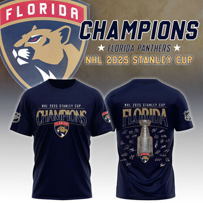 Florida Panthers Champion T-Shirt Signature Stanley Cup Final 2025