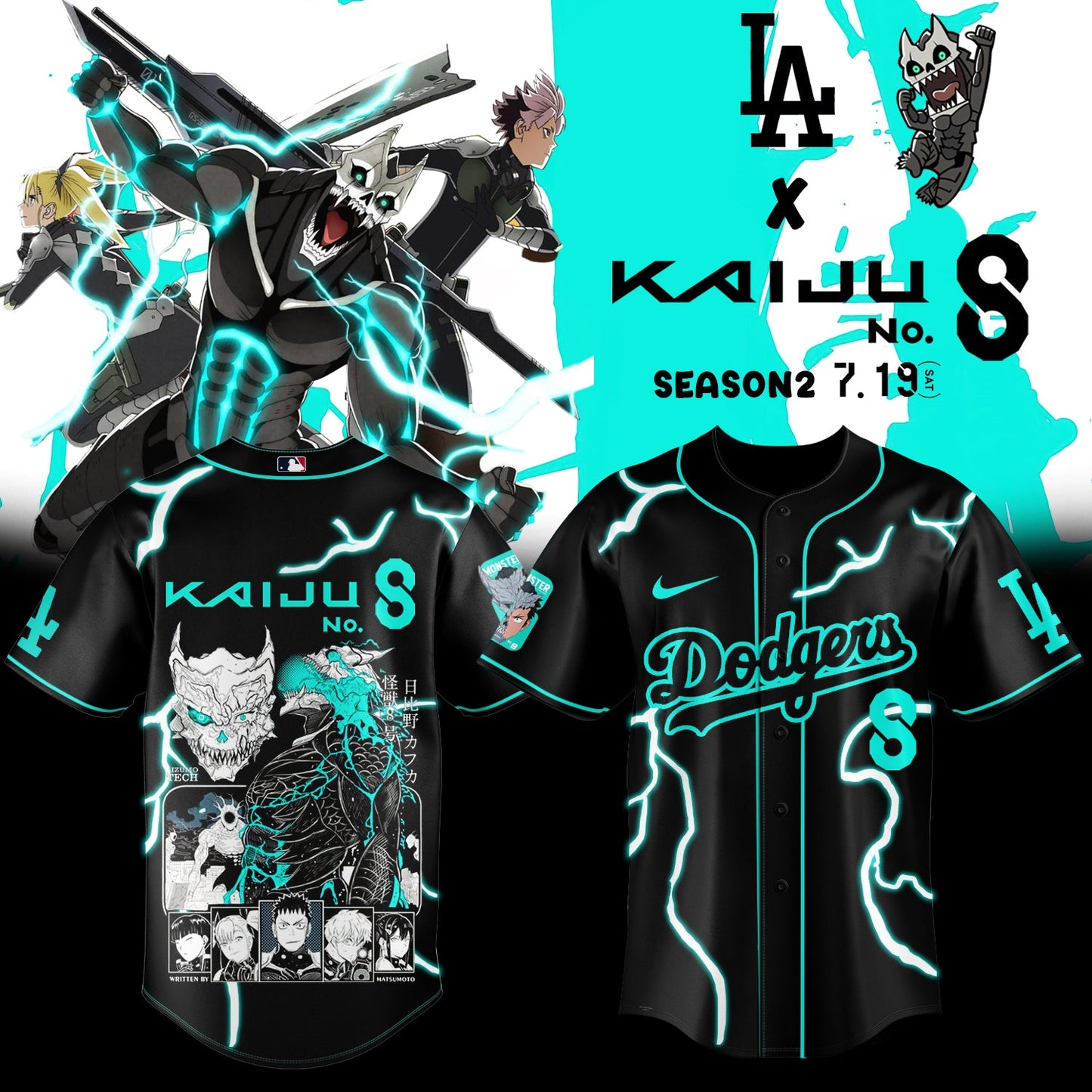 __,,,Los Angeles Dodgers _ Kaiju No.8 Limited Jersey 2025