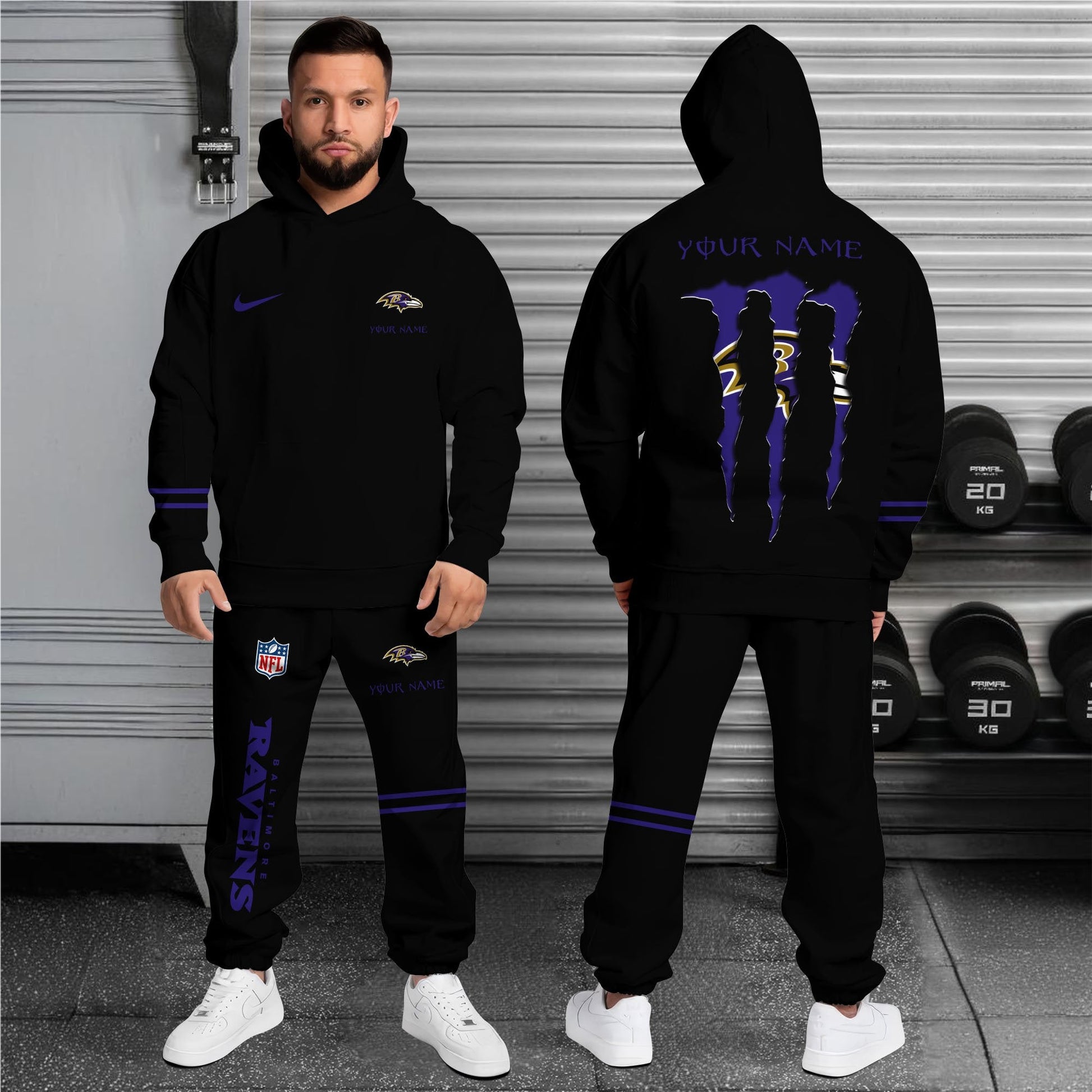 Baltimore Ravens Hoodie Sweatpants Set,Custom Hoodie,Sport Hoodie Sweatpants Set,Sport Gifts FOR Fan EQ98